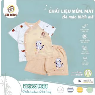 Bộ Sơ Sinh Cộc Tay - Cúc Cài Lệch - Vải Sợi Bamboo Mềm Mại - CQ