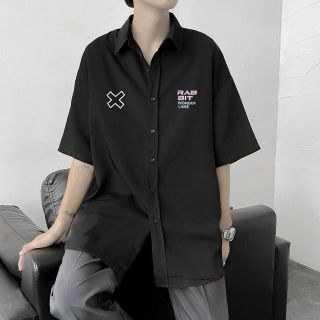 Áo sơ mi nam tay lỡ Chất lụa mịn, logo in RABBIT WORD, hàng đẹp, bán shop