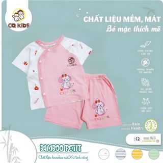 Bộ Sơ Sinh Cộc Tay - Cúc Cài Lệch - Vải Sợi Bamboo Mềm Mại - CQ