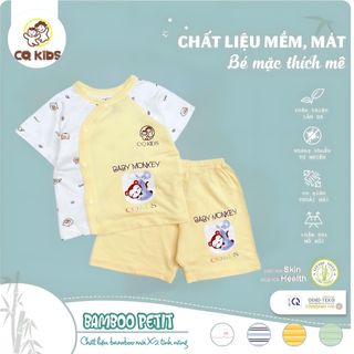 Bộ Sơ Sinh Cộc Tay - Cúc Cài Lệch - Vải Sợi Bamboo Mềm Mại - CQ