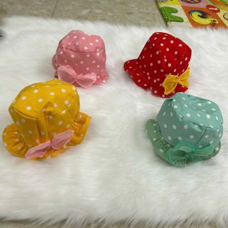 Mũ vành trẻ em chấm bi trắng có nơ NV