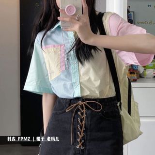 Áo Sơ Mi Tay Ngắn Phối Rộng Thiết Kế Phong Cách Mới Thời Trang Nữ Cao Cấp- Form Dưới 65kg