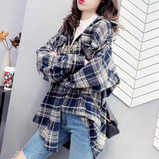 Áo Khoác Sơ Mi Dáng Rộng Caro Dễ Phối Đồ Phong Cách Cá Tính Cho Nữ- Form Dưới 65kg