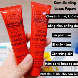 Kem Đu Đủ Đa Năng Lucas Papaw Ointment Úc 25gr ( Chống Khô Nẻ Môi, Bỏng Da, Mẩn Ngứa, Mụn Nhọn)