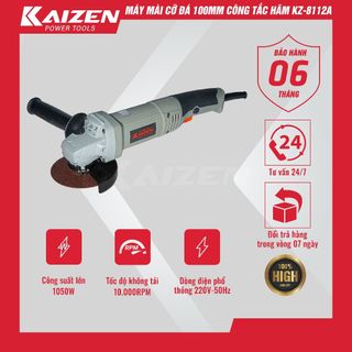 Máy mài cầm tay KZ - 8112A cỡ đá 100mm, công tắc hãm | Máy mài cầm tay Kaizen dáng dài, dùng điện giá sỉ
