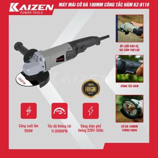 Máy mài cầm tay KZ - 8110 cỡ đá 100mm, công tắc hãm, công suất 950W | Máy mài cầm tay Kaizen dáng dài, dùng điện giá sỉ