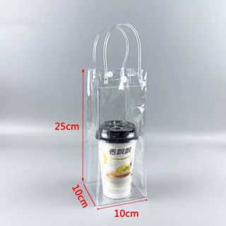 Túi nhựa đựng ly giữ nhiệt trong suốt có quai xách tiện lợi