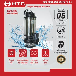 Máy bơm nước QDX15-18-1.5 chuyên dùng cho nước sạch | Máy bơm chìm inox HTC giá sỉ