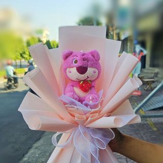 [HCM] Bó hoa gấu bông cute, cốt hoa bó sẵn cắm được 1-5 bông