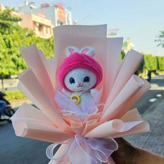 [HCM] Bó hoa gấu bông cute, cốt hoa bó sẵn cắm được 1-5 bông