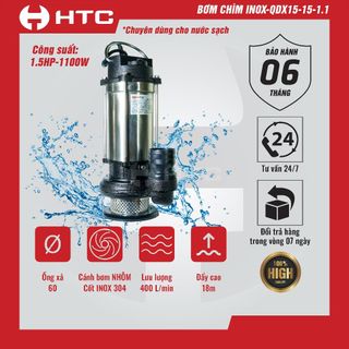 Máy bơm nước QDX15-15-1.1 chuyên dùng cho nước sạch | Máy bơm chìm inox HTC giá sỉ