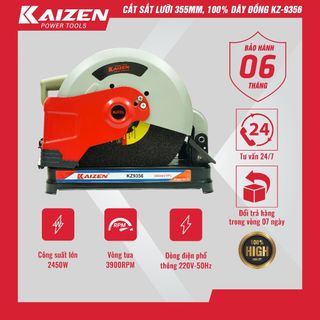 Máy cắt sắt KZ - 9356 lưỡi 355mm, 100% dây đồng, công suất 2450W | Máy cắt Kaizen giá sỉ