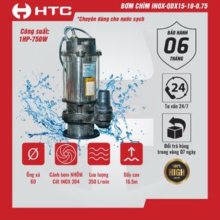 Máy bơm nước QDX15-10-0.75 chuyên dùng cho nước sạch | Máy bơm chìm inox HTC giá sỉ