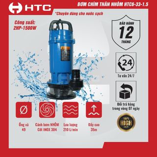 Máy bơm nước HTC-6-33-1.5 chuyên dùng cho nước sạch | Máy bơm chìm thân nhôm HTC giá sỉ