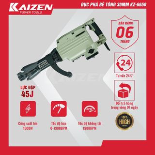 Máy đục bê tông KZ - 6650, công suất 1500W, đầu 30mm | Dụng cụ điện cầm tay Kaizen giá sỉ