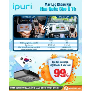 [Chính hãng] MÁY LỌC KHÔNG KHÍ Ô TÔ HÀN QUỐC IPURI I2 - LẮP TRẦN, LỌC BỤI MỊN, DIỆT KHUẨN, KHỬ MÙI