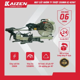 Máy cắt nhôm ty trượt KZ - 9256T, lưỡi 255mm, cắt trượt, cắt góc 45 độ, cắt nghiêng | Máy cắt nhôm Kaizen giá sỉ