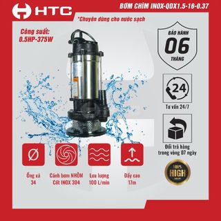 Máy bơm nước QDX1.5-16-0.37 chuyên dùng cho nước sạch | Máy bơm chìm inox HTC giá sỉ