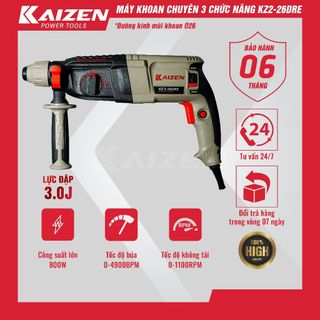 Máy khoan 3 chức năng KZ2 - 26DRE, 26mm, lực đập 3.0J | Máy khoan điện 3 chức năng Kaizen giá sỉ