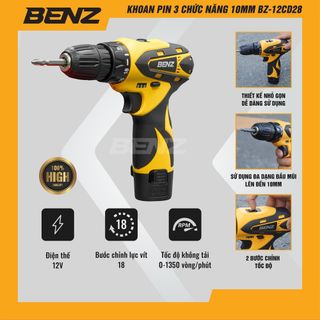 Máy khoan pin mini BenZ BZ -12CD28 2 chức năng 10mm | Máy khoan pin chính hãng giá rẻ giá sỉ