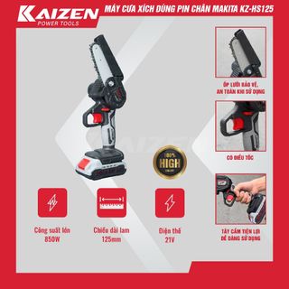 Máy cưa cắt cành Kaizen chính hãng, Cưa xích mini cầm tay HS125, Công suất mạnh 850W, Nhỏ gọn, Lam dài 125mm giá sỉ