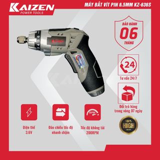 Máy bắn vít linh kiện Kaizen KZ-636S dùng pin 3.6V, Đầu kẹp 6.5mm, Tích hợp đèn pin, Tặng kèm 44 phụ kiện giá sỉ