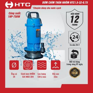 Máy bơm nước HTC1.5 - 32 - 0.75 chuyên dùng cho nước sạch | Máy bơm chìm thân nhôm HTC giá sỉ