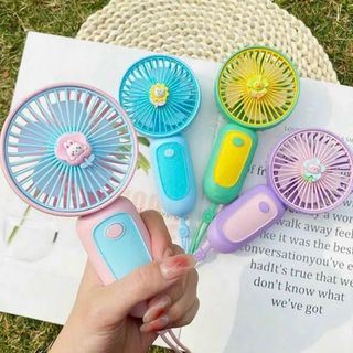 Quạt Cầm Tay Mini, Quạt Tích Điện Hình Bông Hoa Dễ Thương Siêu Mạnh 4 Màu Sắc