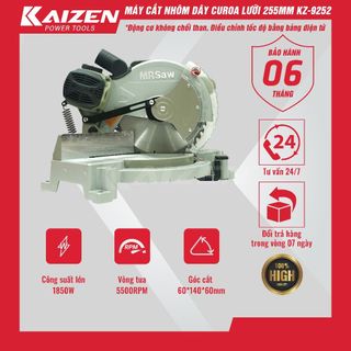 Máy cắt nhôm KZ - 9252 lưỡi 255mm, dây curoa, công suất 1850W | Máy cắt Kaizen giá sỉ