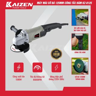 Máy mài cầm tay KZ - 8125 cỡ đá 125mm, công tắc hãm, công suất 1500W | Máy mài điện cầm tay Kaizen dáng dài giá sỉ