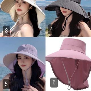 Mũ Chống Nắng Vải Mềm Có Dây Rút Thoáng Khí Kiểu Nón Rộng Vành Nữ  Chống Tia Uv