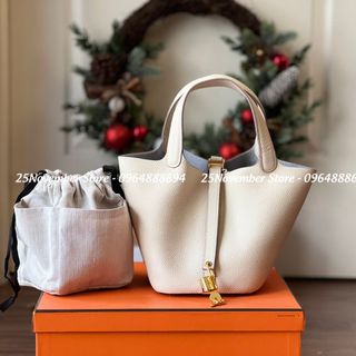 𝐓𝐔́𝐈 𝐗𝐀́𝐂𝐇 Nữ Cao Cấp 𝐏𝐈𝐂𝐎𝐓𝐈𝐍 - Size 18cm - Màu Trắng