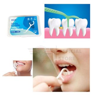 Tăm chỉ nha khoa, Hộp 50 chiếc loại an toàn cho sức khỏe giúp ngăn ngừa mảng bám, hôi miệng và sâu răng - Huy Tưởng
