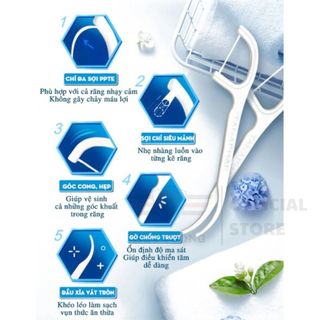 Tăm chỉ nha khoa, Hộp 50 chiếc loại an toàn cho sức khỏe giúp ngăn ngừa mảng bám, hôi miệng và sâu răng - Huy Tưởng