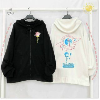 Áo khoác nỉ mịn mát freezie trắng, đen in hành tinh SHINING MOON