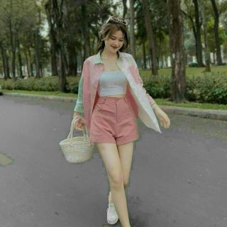 Sét 3 món sơ mi phối chất tuyết mưa kèm áo trong conton,freesize dưới 55kg