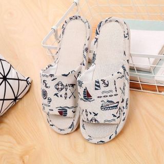 DU001 - Dép lê vải mang đi trong nhà vệ sinh văn phòng khách sạn spa mùa đông nam nữ cao cấp đế cao su dày chống trơn trượt