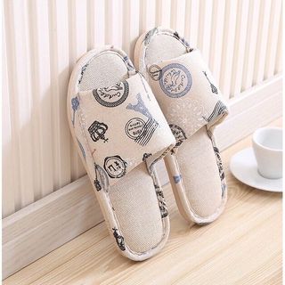 DU001 - Dép lê vải mang đi trong nhà vệ sinh văn phòng khách sạn spa mùa đông nam nữ cao cấp đế cao su dày chống trơn trượt
