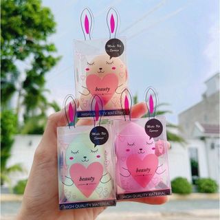 Bông Mút Hồ Lô Dụng Cụ Trang Điểm Hình Con Thỏ Kèm Hộp Nhựa Tai Thỏ