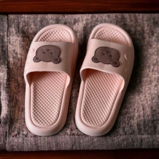 Dép xốp quai ngang đế dày chống trơn trựơt đi êm chân gắn stick gấu dễ thương