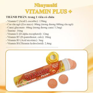 Viên Sủi Vitamin C 150mg Nhuymulti Vitamin Plus+ (Lốc 12 Tuyp/20v)