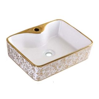 Chậu lavabo mạ vàng với thiết kế màu trắng hoa vàng sang trọng, mã M100L