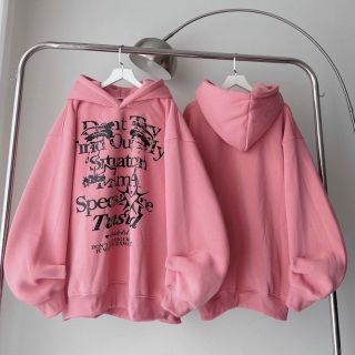 Áo hoodie chất thun nỉ mềm mịn mát,mặc chống nắng,tay phồng nhúng .logo in form 70kg màu đen, Hồng
