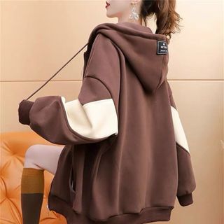 ÁO KHOÁC NỈ NỮ IN CHỮ PHỐI SỌC NGANG ÁO CỰC NGẦU CHẤT VẢI DÀY DẶN