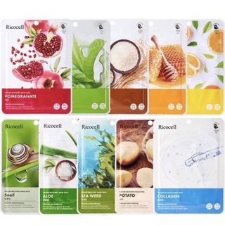 Combo10 Miếng Mặt Nạ Mix Collagen dưỡng chất thiên nhiên Ricocell Hàn Quốc