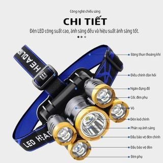 Đèn Pin Đeo Trán 5 Bóng Led