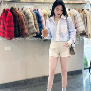 ÁO SƠ MI SỌC PHỐI TRẮNG DÁNG CROPTOP - LÊ PHƯƠNG BOUTIQUE