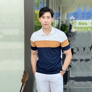 ÁO THUN NAM POLO PHỐI MÀU TAY NGẮN CỔ BẺ CHẤT VẢI COTTON CO GIÃN 4 CHIỀU - LÊ PHƯƠNG BOUTIQUE