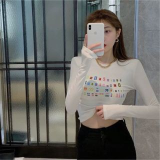 ÁO KIỂU HỌA TIẾT CHỮU MÀU TAY DÀI THUN GÂN TĂM LẠNH - LÊ PHƯƠNG BOUTIQUE
