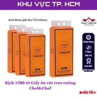 Bịch 1280 tờ Giấy ăn rút treo tường Chef&Chef, giấy khổ lớn - siêu dai, mềm mịn